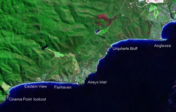 Great Ocean Road satellite Image Anglesea to Fairhaven