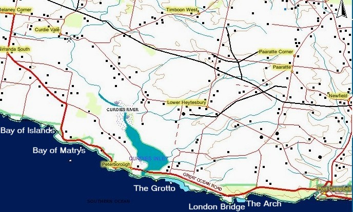Great Ocean Road Map Port Campbell to Peterborough