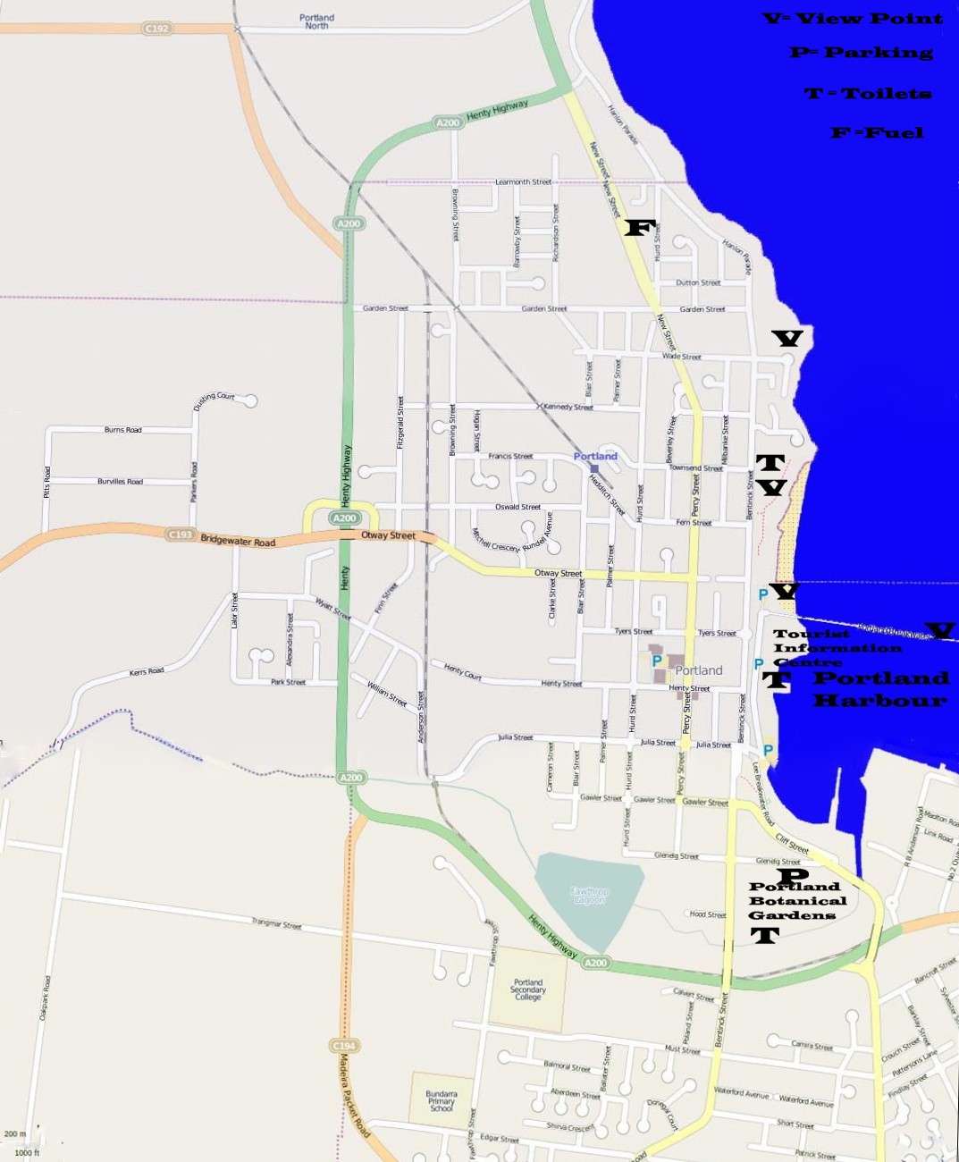 Great Ocean Road map of
Portland