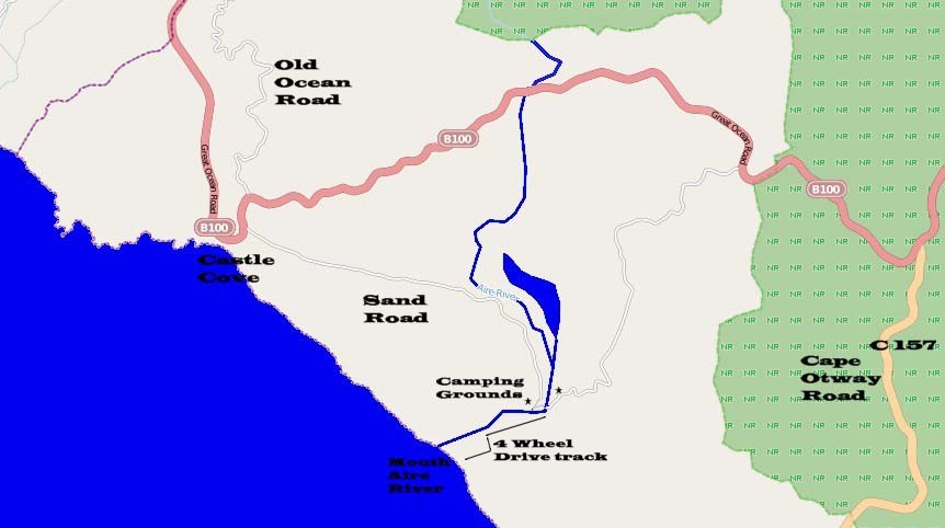 Great Ocean Road map of Aire river