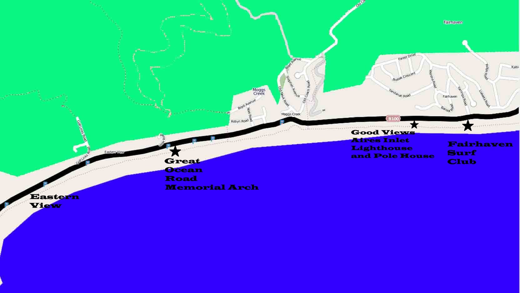 Great Ocean
                    Road Map of Fairhaven
