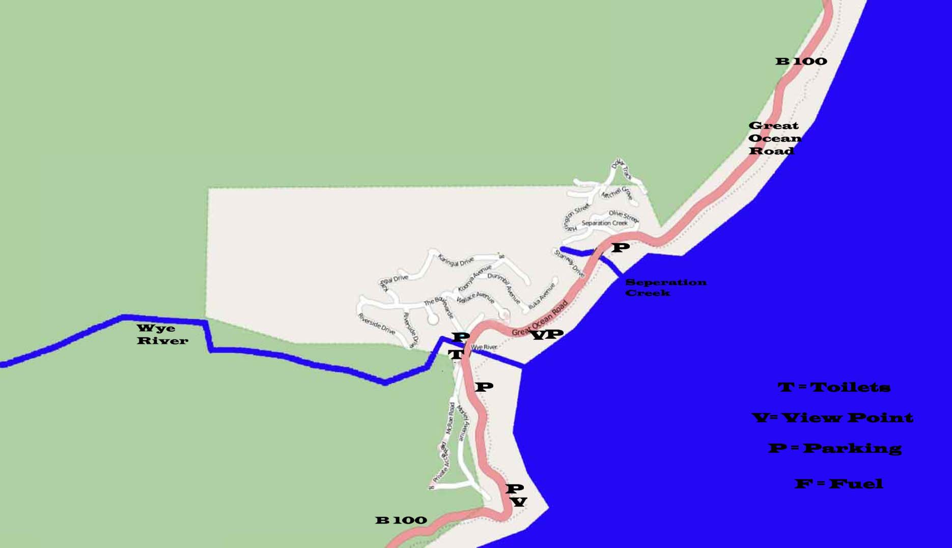 Great Ocean Road Map of Wye
                River