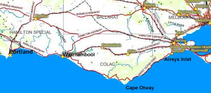 Map of Great Ocean Road weather stations